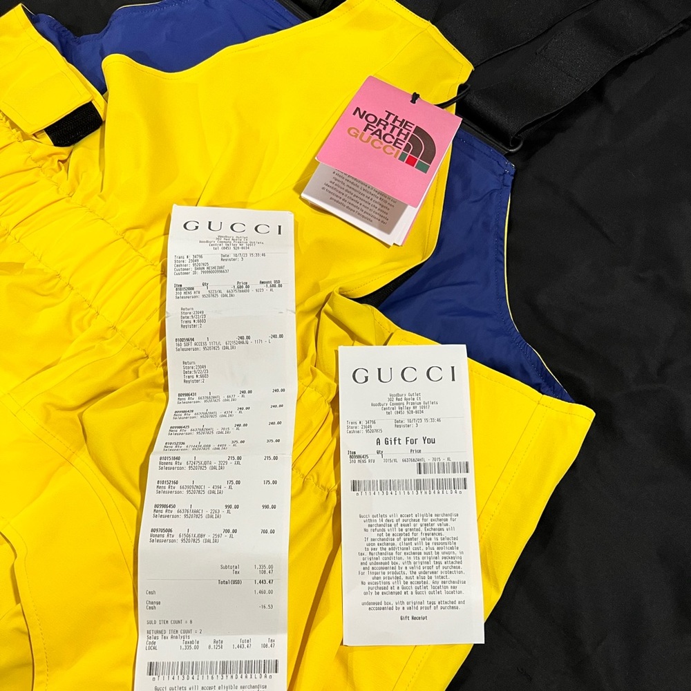 NEW GUCCI x The North Face Overall/Bib Techno Cotton Ripstop Vibrant Yellow XL
